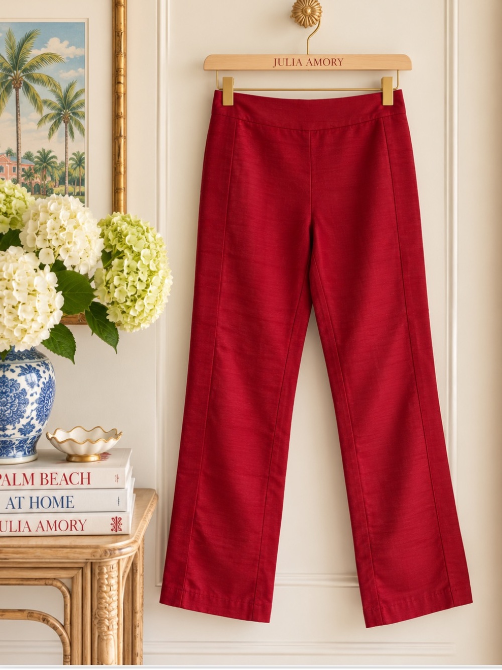 NWT Julia Amory Jackie Pant in Crimson Red Size XS